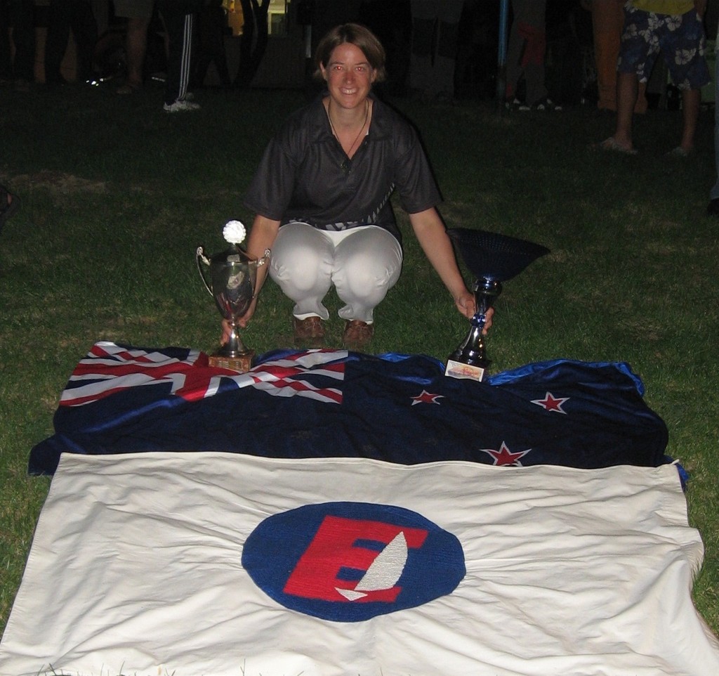 Antje Muller with trophies for first woman - Europe Dinghy Veteran World Cup 2011 © Andy Greager